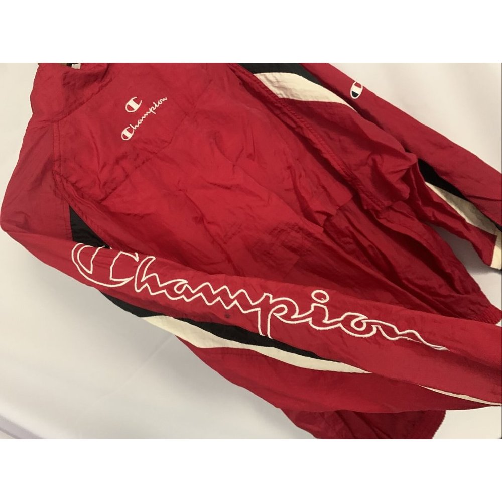 Vintage Champion Windbreaker Full Zip Red, White & Black Color Jacket Size XL - Picture 6 of 7